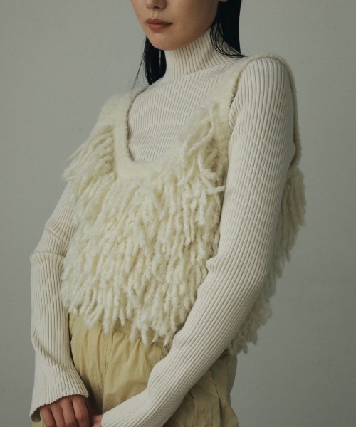 anuke／fringe knit bustier Anuke Knit Fringe Bustier
