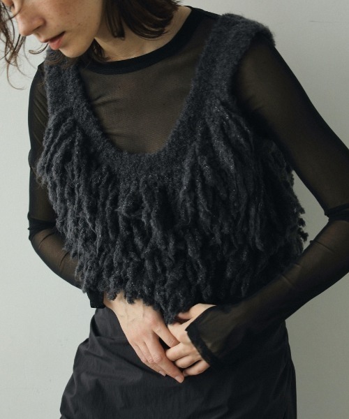 最終【anuke】Fringe Knit Bustier anuke（アンヌーク）の「anuke Fringe Knit Bustier 62420522