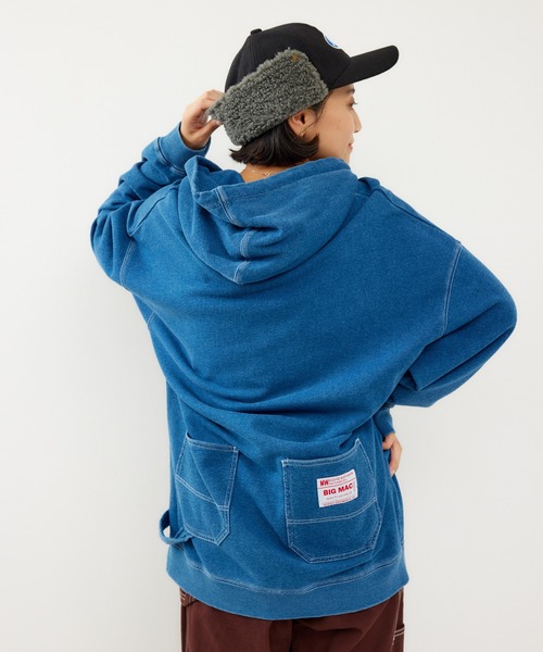 BIG MAC（ビッグマック）の「【BIG MAC】PAINTER パーカー（パーカー・レディース・ブラック/オフホワイト/ブルー・FREE）」の3枚目の写真