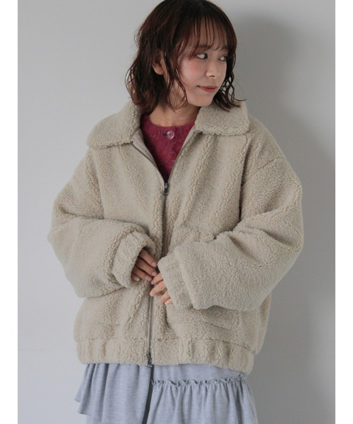 ehka sopo（エヘカソポ）の「ボアジップアップブルゾン（ブルゾン・レディース・ブルー/キナリ/ベージュ・F）」の2枚目の写真