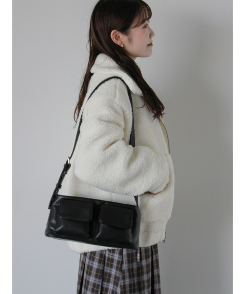 ehka sopo（エヘカソポ）の「ボアジップアップブルゾン（ブルゾン・レディース・ブルー/キナリ/ベージュ・F）」の5枚目の写真