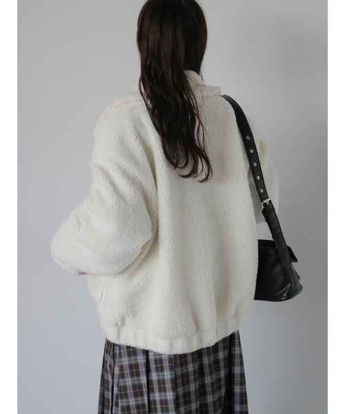 ehka sopo（エヘカソポ）の「ボアジップアップブルゾン（ブルゾン・レディース・ブルー/キナリ/ベージュ・F）」の6枚目の写真