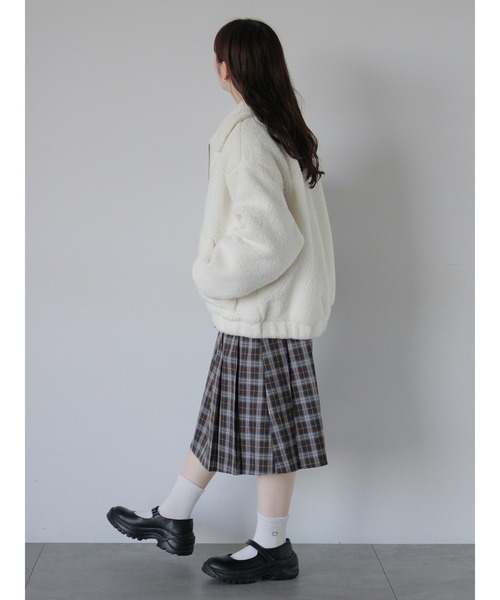 ehka sopo（エヘカソポ）の「ボアジップアップブルゾン（ブルゾン・レディース・ブルー/キナリ/ベージュ・F）」の9枚目の写真