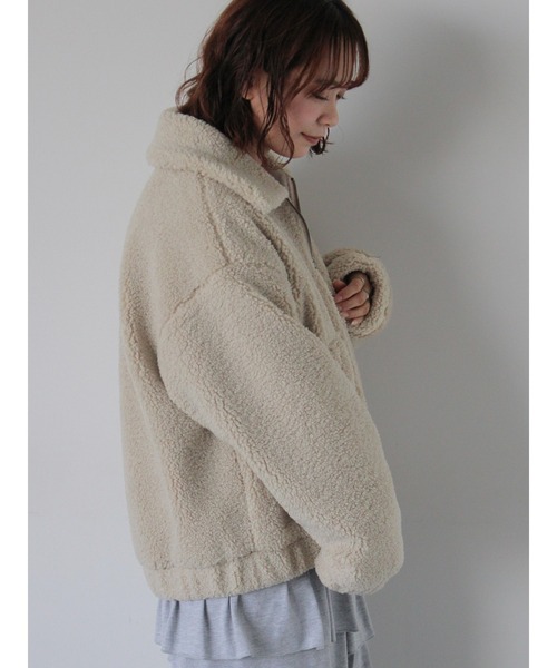 ehka sopo（エヘカソポ）の「ボアジップアップブルゾン（ブルゾン・レディース・ブルー/キナリ/ベージュ・F）」の12枚目の写真