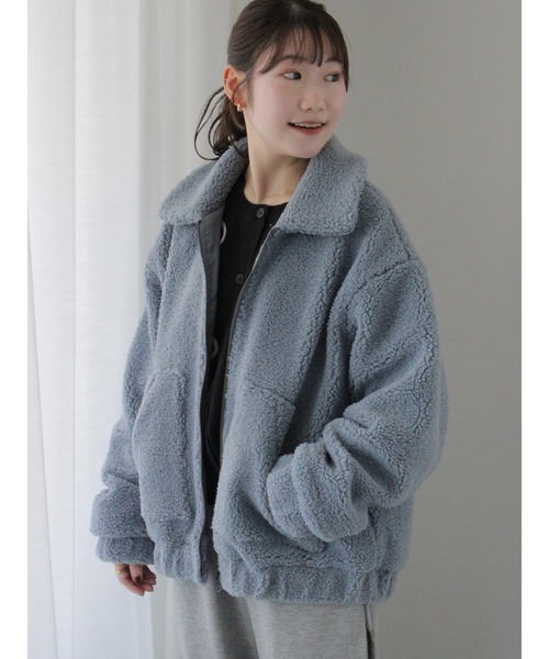 ehka sopo（エヘカソポ）の「ボアジップアップブルゾン（ブルゾン・レディース・ブルー/キナリ/ベージュ・F）」の19枚目の写真