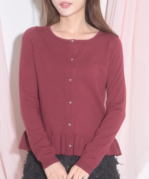 セール】【ZOZO限定】裾フリルハートボタンカーディガン（T