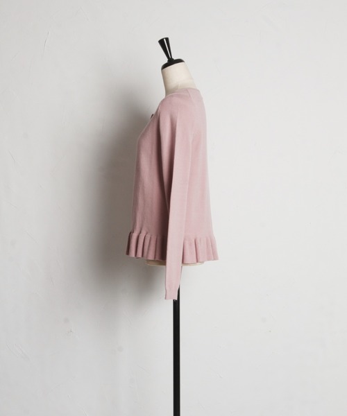 tocco closet（トッコ　クローゼット）の「【ZOZO限定】裾フリルハートボタンカーディガン（カーディガン/ボレロ・レディース・グレイッシュブルー/アイボリー/ブラック/ピンク/ボルドー・M）」の11枚目の写真