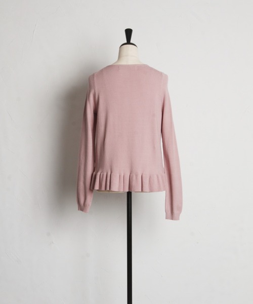 tocco closet（トッコ　クローゼット）の「【ZOZO限定】裾フリルハートボタンカーディガン（カーディガン/ボレロ・レディース・グレイッシュブルー/アイボリー/ブラック/ピンク/ボルドー・M）」の12枚目の写真