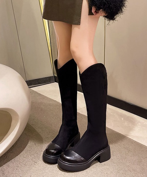 Miniministore(ミニミニストア)の「ロングブーツ レディース スエード調(ブーツ・レディース・ブラック/ブラウン・23.0cm/22.5cm/24.5cm/24.0cm/23.5cm/25.0cm)」の1枚目の写真