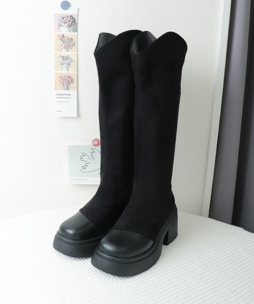 Miniministore(ミニミニストア)の「ロングブーツ レディース スエード調(ブーツ・レディース・ブラック/ブラウン・23.0cm/22.5cm/24.5cm/24.0cm/23.5cm/25.0cm)」の17枚目の写真