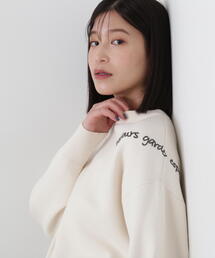 ニット セーター チェーンロゴ刺繍ニット レディース tiptop ニット セーター コード刺繍ニットプルオーバー