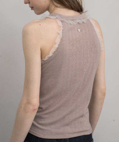idem（イデム）の「cup in tulle frill heart tank top／【カップ付き】アメスリタンクトップ（タンクトップ・レディース・グレイッシュベージュ/ネイビー・FREE）」の16枚目の写真