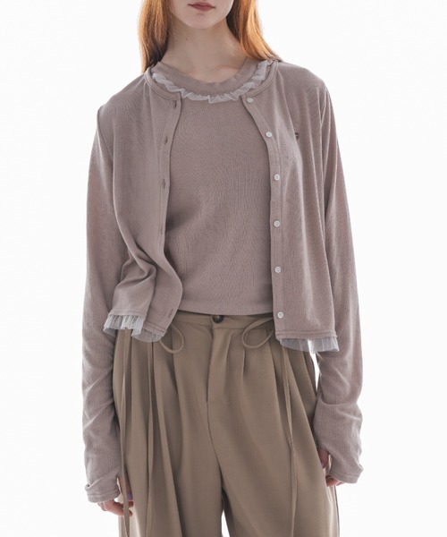 idem（イデム）の「cup in tulle frill heart tank top／【カップ付き】アメスリタンクトップ（タンクトップ・レディース・グレイッシュベージュ/ネイビー・FREE）」の22枚目の写真