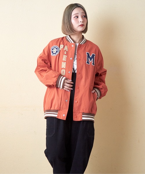 CUBE SUGAR（キューブシュガー）の「綿ダンプロゴワッペンスタジャン（スタジャン・レディース・ブルー/マルチ/チャコールグレー/オレンジ/ベージュ・M）」の12枚目の写真