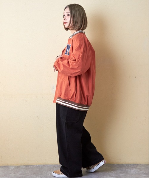 CUBE SUGAR（キューブシュガー）の「綿ダンプロゴワッペンスタジャン（スタジャン・レディース・ブルー/マルチ/チャコールグレー/オレンジ/ベージュ・M）」の13枚目の写真