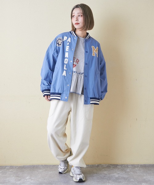 CUBE SUGAR（キューブシュガー）の「綿ダンプロゴワッペンスタジャン（スタジャン・レディース・ブルー/マルチ/チャコールグレー/オレンジ/ベージュ・M）」の15枚目の写真