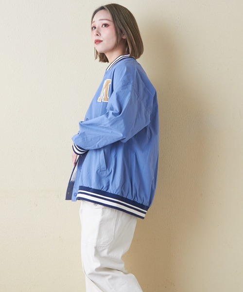 CUBE SUGAR（キューブシュガー）の「綿ダンプロゴワッペンスタジャン（スタジャン・レディース・ブルー/マルチ/チャコールグレー/オレンジ/ベージュ・M）」の16枚目の写真