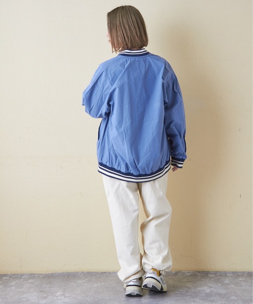 CUBE SUGAR（キューブシュガー）の「綿ダンプロゴワッペンスタジャン（スタジャン・レディース・ブルー/マルチ/チャコールグレー/オレンジ/ベージュ・M）」の17枚目の写真