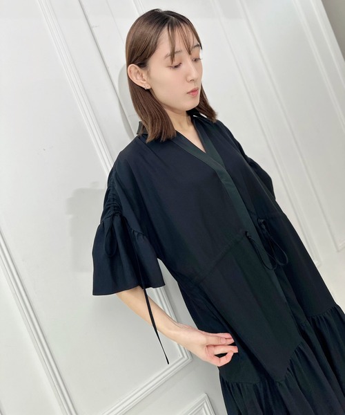 AVIE アヴィ　フリルスウェットワンピース　ブラック　ブルー AZUL BY MOUSSY | 【PLUS】フリルバルーンキャミワンピース