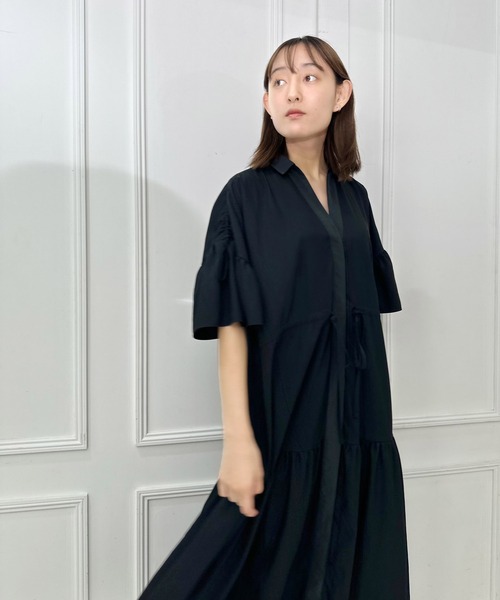 AVIE（アビィ）の「デザインボリュームマキシワンピース（ワンピース・レディース・ブラック/キャメル・38）」の22枚目の写真