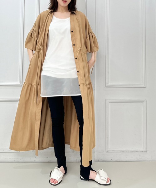 AVIE（アビィ）の「デザインボリュームマキシワンピース（ワンピース・レディース・ブラック/キャメル・38）」の6枚目の写真