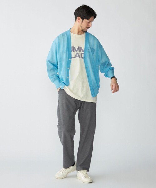 SHIPS(シップス)の「BENCH MARKING SHIRT: シアー ニット Vカーディガン(カーディガン/ボレロ・メンズ・ブラック/ライトブルー/ライトグリーン・MEDIUM/LARGE/SMALL)」の6枚目の写真