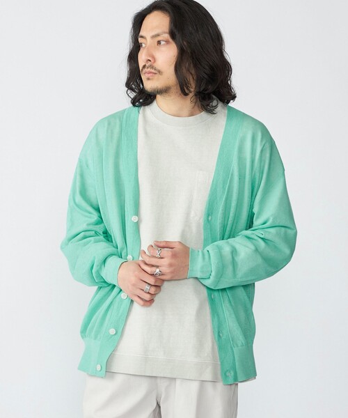 SHIPS(シップス)の「BENCH MARKING SHIRT: シアー ニット Vカーディガン(カーディガン/ボレロ・メンズ・ブラック/ライトブルー/ライトグリーン・MEDIUM/LARGE/SMALL)」の15枚目の写真