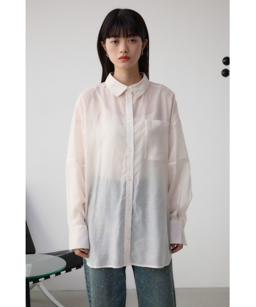 AZUL by moussy（アズールバイマウジー）の「バックスリットシアーオーバーシャツ（シャツ/ブラウス・レディース・ピンク/ホワイト系その他/オフホワイト/グレー/ブラック・FREE）」の9枚目の写真