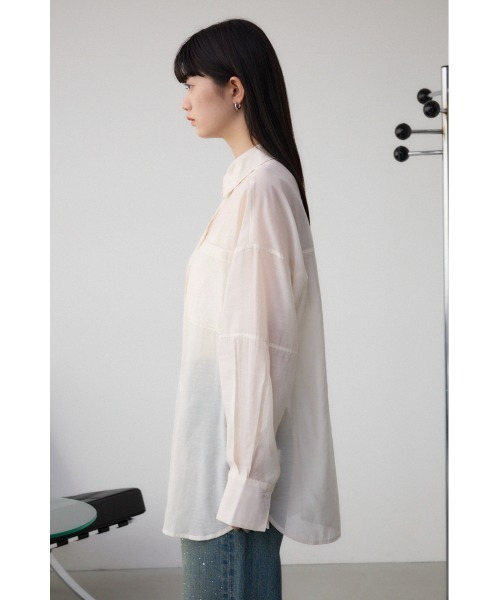 AZUL by moussy（アズールバイマウジー）の「バックスリットシアーオーバーシャツ（シャツ/ブラウス・レディース・ピンク/ホワイト系その他/オフホワイト/グレー/ブラック・FREE）」の10枚目の写真