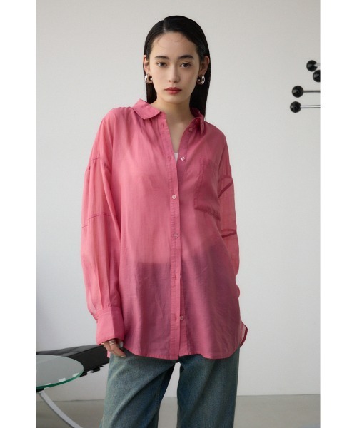 AZUL by moussy（アズールバイマウジー）の「バックスリットシアーオーバーシャツ（シャツ/ブラウス・レディース・ピンク/ホワイト系その他/オフホワイト/グレー/ブラック・FREE）」の16枚目の写真