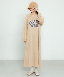 ビッグシルエットロゴスウェットロングワンピース