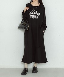 ビッグシルエットロゴスウェットロングワンピース