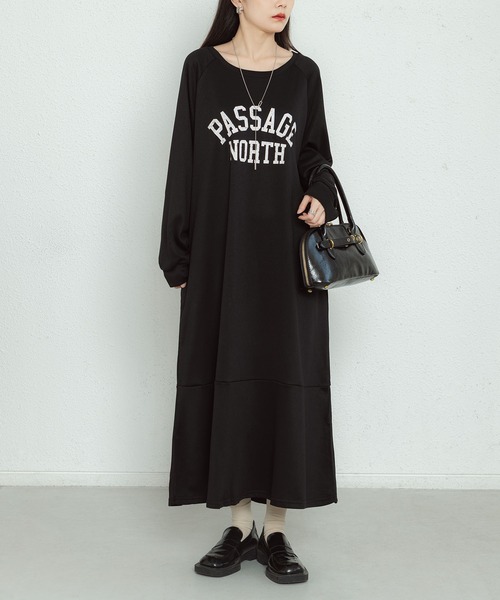 MAISON DE THERESE(メゾン ド テレーズ)の「ビッグシルエットロゴスウェットロングワンピース(ワンピース・レディース・ブラック/グレー/キャメル・FREE)」の7枚目の写真