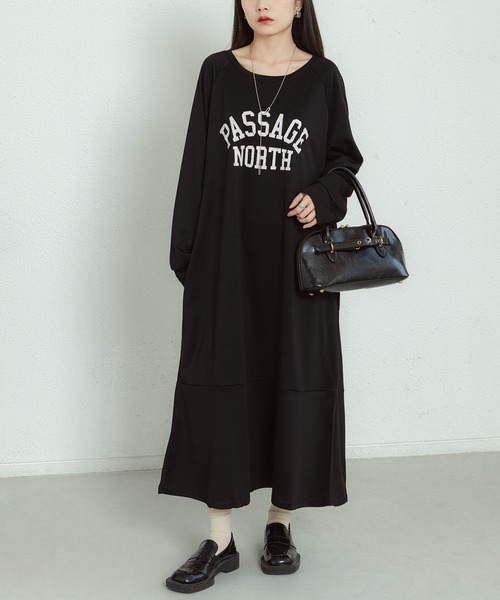MAISON DE THERESE(メゾン ド テレーズ)の「ビッグシルエットロゴスウェットロングワンピース(ワンピース・レディース・ブラック/グレー/キャメル・FREE)」の8枚目の写真