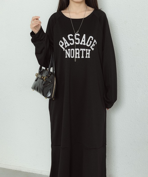 MAISON DE THERESE(メゾン ド テレーズ)の「ビッグシルエットロゴスウェットロングワンピース(ワンピース・レディース・ブラック/グレー/キャメル・FREE)」の9枚目の写真