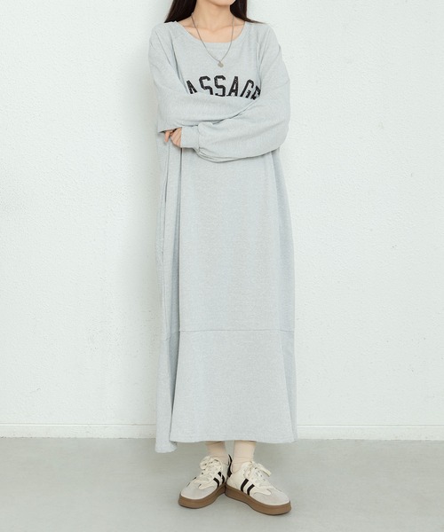 MAISON DE THERESE(メゾン ド テレーズ)の「ビッグシルエットロゴスウェットロングワンピース(ワンピース・レディース・ブラック/グレー/キャメル・FREE)」の11枚目の写真