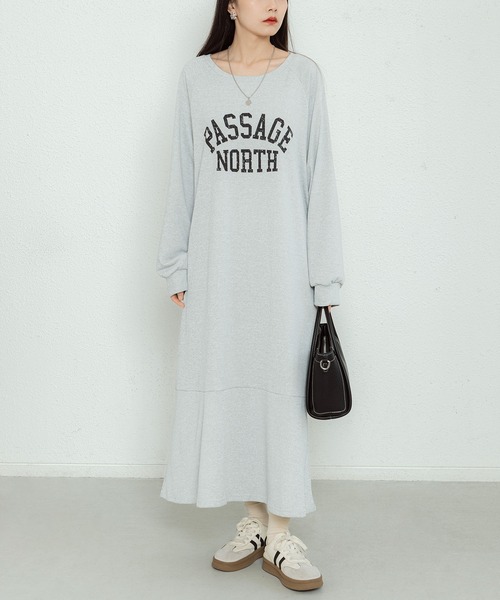 MAISON DE THERESE(メゾン ド テレーズ)の「ビッグシルエットロゴスウェットロングワンピース(ワンピース・レディース・ブラック/グレー/キャメル・FREE)」の18枚目の写真