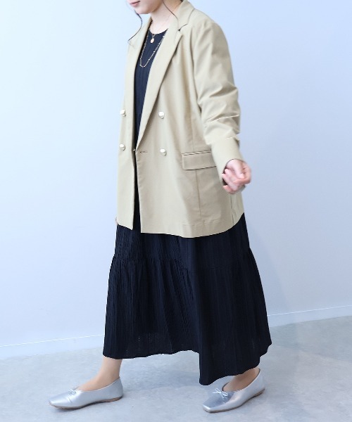 leswel(レスウェル)の「【L~5L 大きいサイズ】カットジャガードティアードワンピース(ワンピース・レディース・ブラック/キャメル・LL/3L/5L/4L/L)」の4枚目の写真