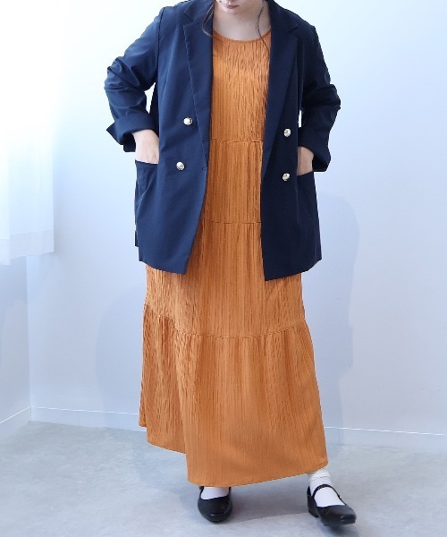 leswel(レスウェル)の「【L~5L 大きいサイズ】カットジャガードティアードワンピース(ワンピース・レディース・ブラック/キャメル・LL/3L/5L/4L/L)」の10枚目の写真