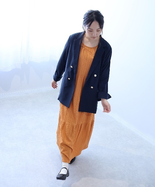 leswel(レスウェル)の「【L~5L 大きいサイズ】カットジャガードティアードワンピース(ワンピース・レディース・ブラック/キャメル・LL/3L/5L/4L/L)」の11枚目の写真