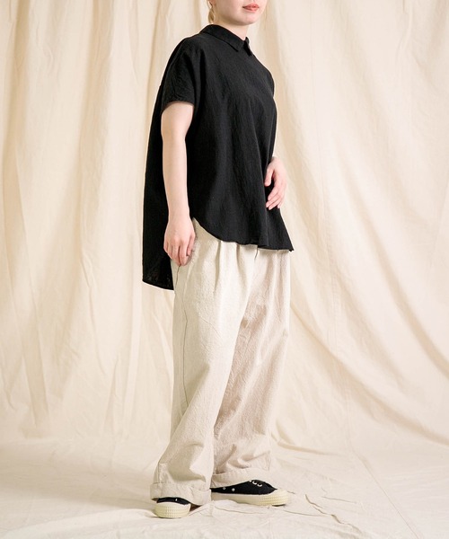 prit（プリット）の「[prit]  綿麻平織 スリーブレス衿付プルオーバー（シャツ/ブラウス・レディース・ホワイト/グレー系その他/ブラック・FREE）」の14枚目の写真