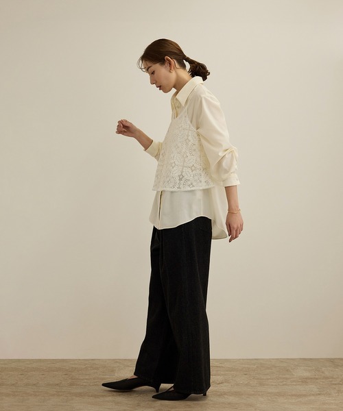 ROPE'（ロペ）の「CLUNY(クルーニー) コットンレースキャミソール（キャミソール・レディース・オフホワイト・FREE）」の6枚目の写真