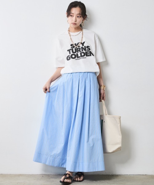 CHIC STYLE（シックスタイル）の「綿100％タックマキシスカート＜大きいサイズ有＞シックスタイル（スカート・レディース・ネイビー/ベージュ系/ブルー系・LL/L/M/5L/4L/3L）」の8枚目の写真