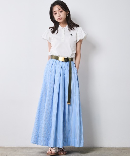 CHIC STYLE（シックスタイル）の「綿100％タックマキシスカート＜大きいサイズ有＞シックスタイル（スカート・レディース・ネイビー/ベージュ系/ブルー系・LL/L/M/5L/4L/3L）」の15枚目の写真