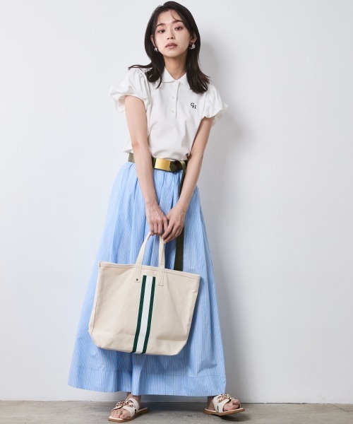 CHIC STYLE（シックスタイル）の「綿100％タックマキシスカート＜大きいサイズ有＞シックスタイル（スカート・レディース・ネイビー/ベージュ系/ブルー系・LL/L/M/5L/4L/3L）」の17枚目の写真