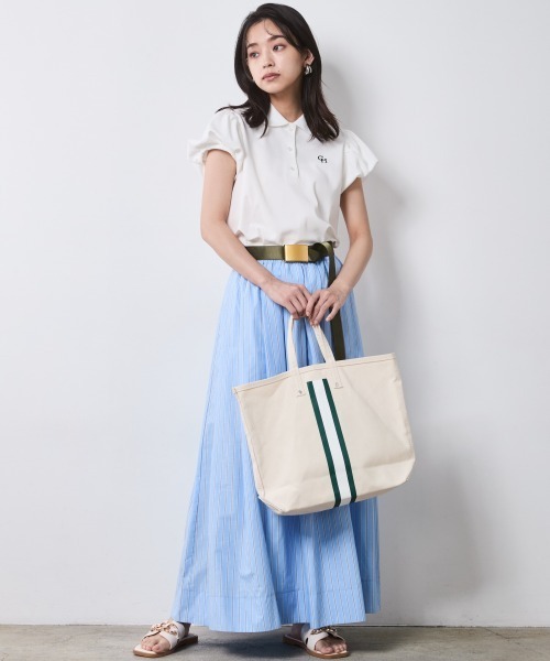 CHIC STYLE（シックスタイル）の「綿100％タックマキシスカート＜大きいサイズ有＞シックスタイル（スカート・レディース・ネイビー/ベージュ系/ブルー系・LL/L/M/5L/4L/3L）」の18枚目の写真