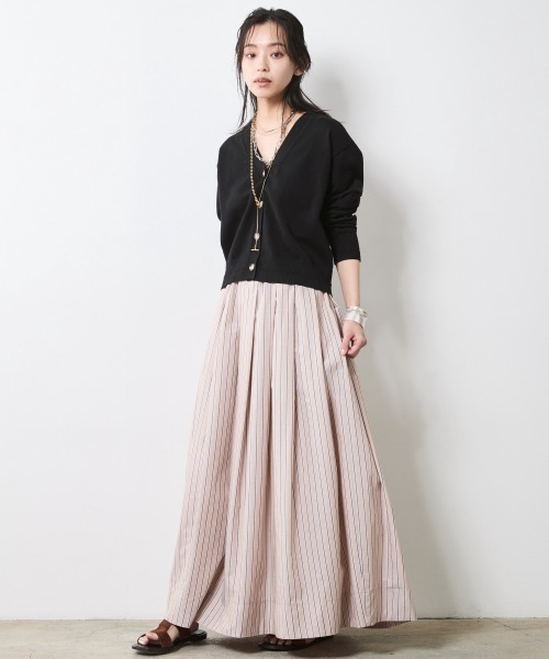 CHIC STYLE（シックスタイル）の「綿100％タックマキシスカート＜大きいサイズ有＞シックスタイル（スカート・レディース・ネイビー/ベージュ系/ブルー系・LL/L/M/5L/4L/3L）」の20枚目の写真