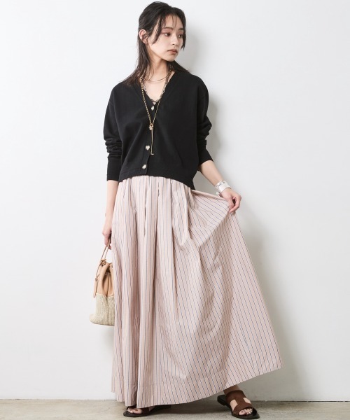 CHIC STYLE（シックスタイル）の「綿100％タックマキシスカート＜大きいサイズ有＞シックスタイル（スカート・レディース・ネイビー/ベージュ系/ブルー系・LL/L/M/5L/4L/3L）」の22枚目の写真