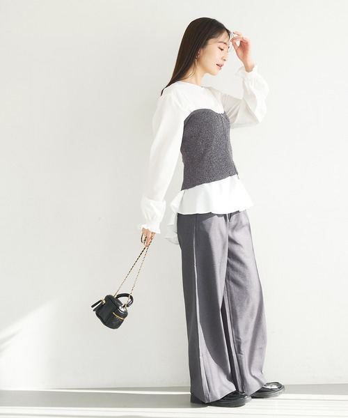 coca（coca）（コカ）の「【WEB限定セール】フロントジップニットビスチェ（チューブトップ・レディース・グレー/ブラック・ONE SIZE）」の14枚目の写真