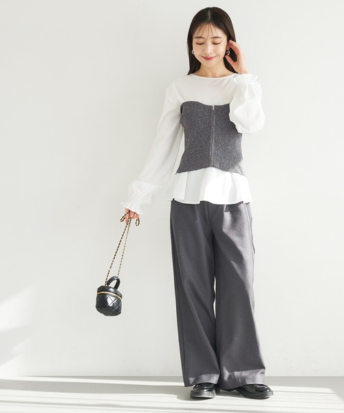 coca（coca）（コカ）の「【WEB限定セール】フロントジップニットビスチェ（チューブトップ・レディース・グレー/ブラック・ONE SIZE）」の20枚目の写真